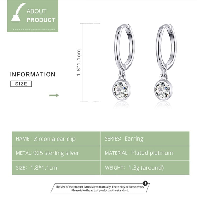 S925 Sterlingsilber Platinbeschichtete Ohrringe Temperament Zirkon Ohrringe, SCE830