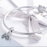 S925 Sterlingsilber Fahrrad-Anhänger, farbig eingelegte Zirkonperlen DIY Armband-Charm-Zubehör, Anhänger, Anhänger + Kette