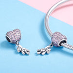 S925 Sterling Silber Bär Ballon Herzförmig Intarsien Zirkon Diamant DIY Perlen Armband Zubehör, Perle
