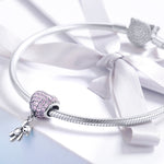 S925 Sterling Silber Bär Ballon Herzförmig Intarsien Zirkon Diamant DIY Perlen Armband Zubehör, Perle