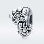 S925 Sterling Silber Tierpfotenabdruck Perlen DIY Armband Zubehör