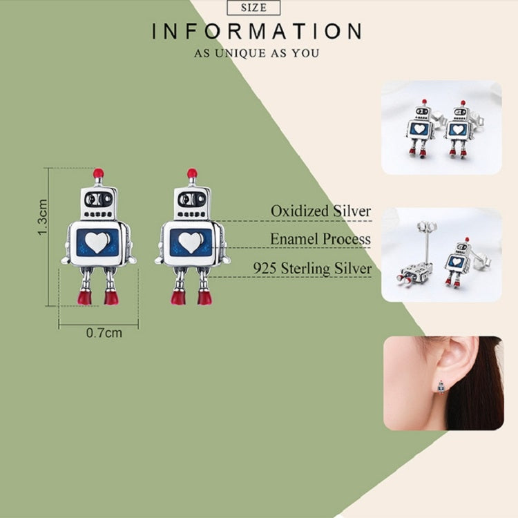 Roboter S925 Sterling Silber Ohrringe Tropföl Hypoallergene Ohrringe, SCE477