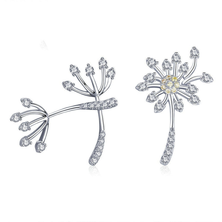 S925 Sterling-Silber-Ohrringe, Weiß, Löwenzahn, Liebe, Platinbeschichtet, Damen-Ohrringe, SCE506