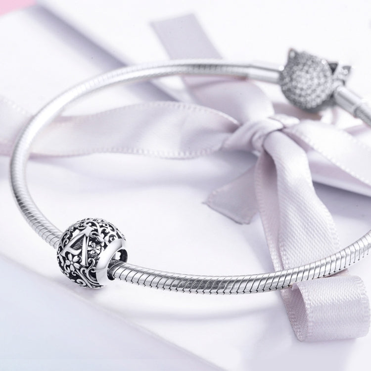 S925 Sterling-Silber-Muster-Buchstabenperlen DIY Armband Perlen, SCC1158
