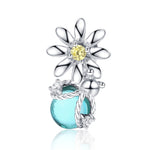 S925 Sterling-Silber Gänseblümchen- und Glühwürmchen-Kristallglas-Perlen lose DIY Armband