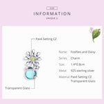 S925 Sterling-Silber Gänseblümchen- und Glühwürmchen-Kristallglas-Perlen lose DIY Armband