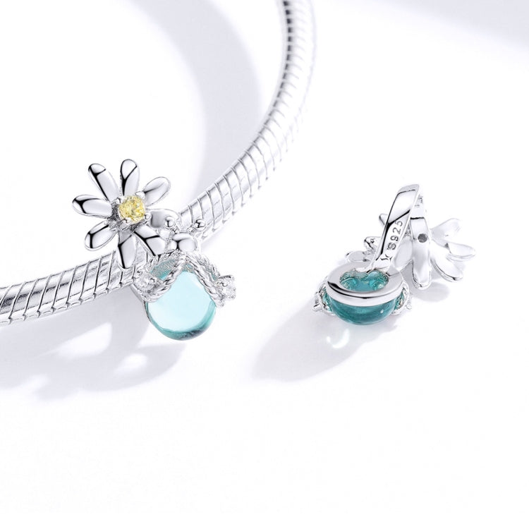 S925 Sterling-Silber Gänseblümchen- und Glühwürmchen-Kristallglas-Perlen lose DIY Armband