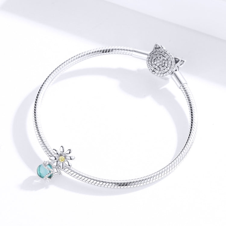 S925 Sterling-Silber Gänseblümchen- und Glühwürmchen-Kristallglas-Perlen lose DIY Armband