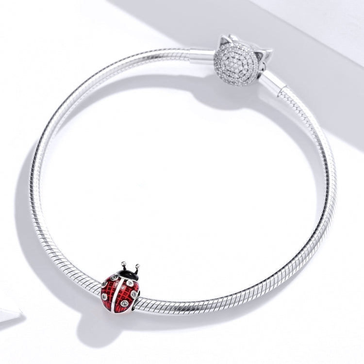 S925 Sterling-Silber Siebenstern-Marienkäfer-Anhänger DIY Armband-Zubehör, SCC1481