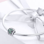 S925 Sterling Silber Grünpflanze Kleeblatt Perle DIY Armband Zubehör, SCC964