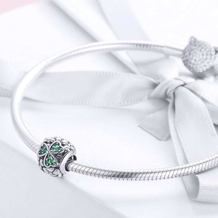 S925 Sterling Silber Grünpflanze Kleeblatt Perle DIY Armband Zubehör, SCC964