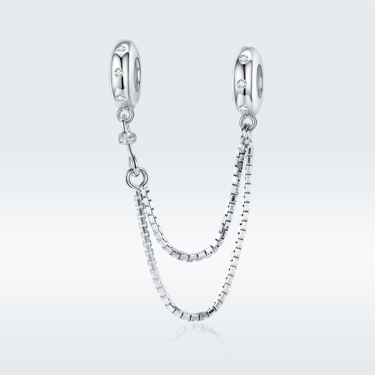 S925 Sterling Silber Einfache zweilagige Kette Sicherheitskette DIY Armband Zubehör, SCC1419