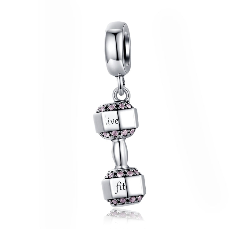 S925 Sterling Silber Hantel Anhänger Fitnessgeräte Band Charm DIY Armband Zubehör, SCC1340