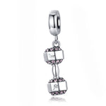 S925 Sterling Silber Hantel Anhänger Fitnessgeräte Band Charm DIY Armband Zubehör, SCC1340