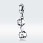 S925 Sterling Silber Hantel Anhänger Fitnessgeräte Band Charm DIY Armband Zubehör, SCC1340