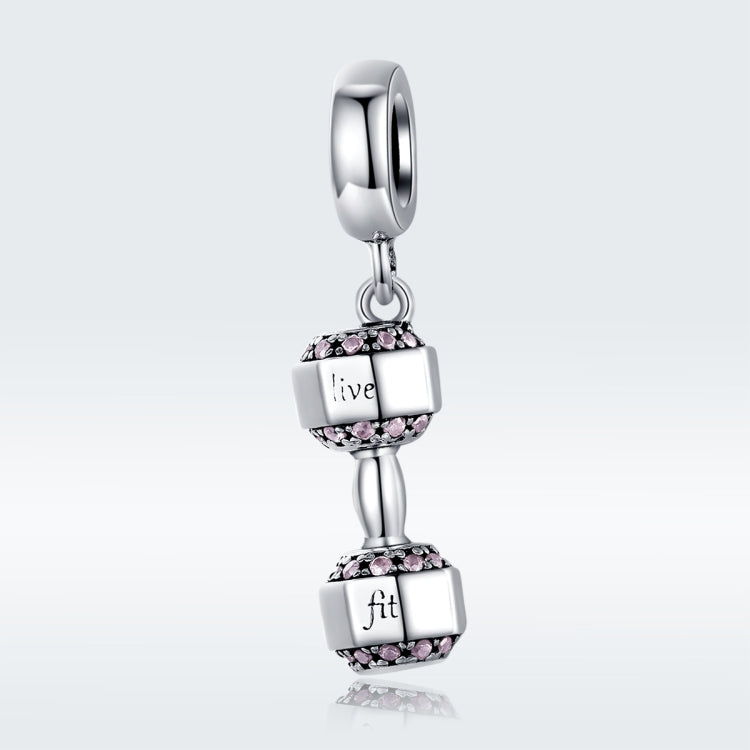 S925 Sterling Silber Hantel Anhänger Fitnessgeräte Band Charm DIY Armband Zubehör, SCC1340