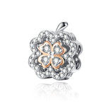 Glücksklee Zirkonia Perlen S925 Sterling Silber DIY Armband Zubehör, SCC1247