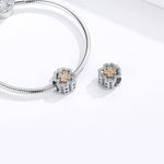 Glücksklee Zirkonia Perlen S925 Sterling Silber DIY Armband Zubehör, SCC1247