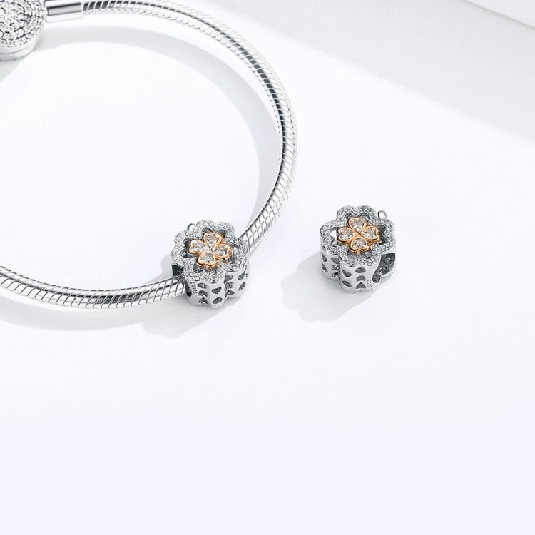 Glücksklee Zirkonia Perlen S925 Sterling Silber DIY Armband Zubehör, SCC1247