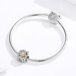 Glücksklee Zirkonia Perlen S925 Sterling Silber DIY Armband Zubehör, SCC1247