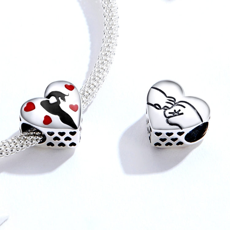 S925 Sterling Silber Herzförmiger Anhänger „Inbrünstige Liebe“ für DIY Armbänder, SCC1508
