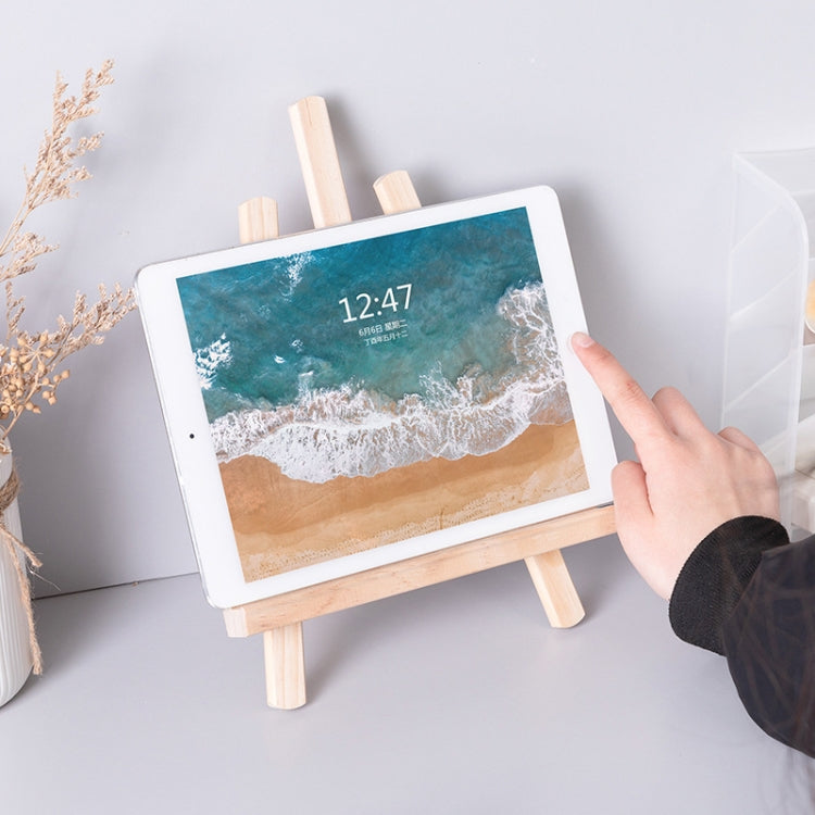 Hölzerner Desktop-Handy-iPad-Ständer, flach zusammenklappbar, Mini-Staffelei, groß