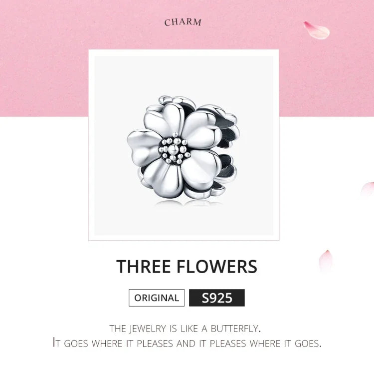 Blumenperlen-Armbandzubehör aus 925er Sterlingsilber, SCC1486