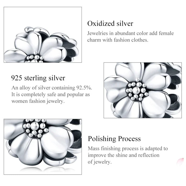 Blumenperlen-Armbandzubehör aus 925er Sterlingsilber, SCC1486