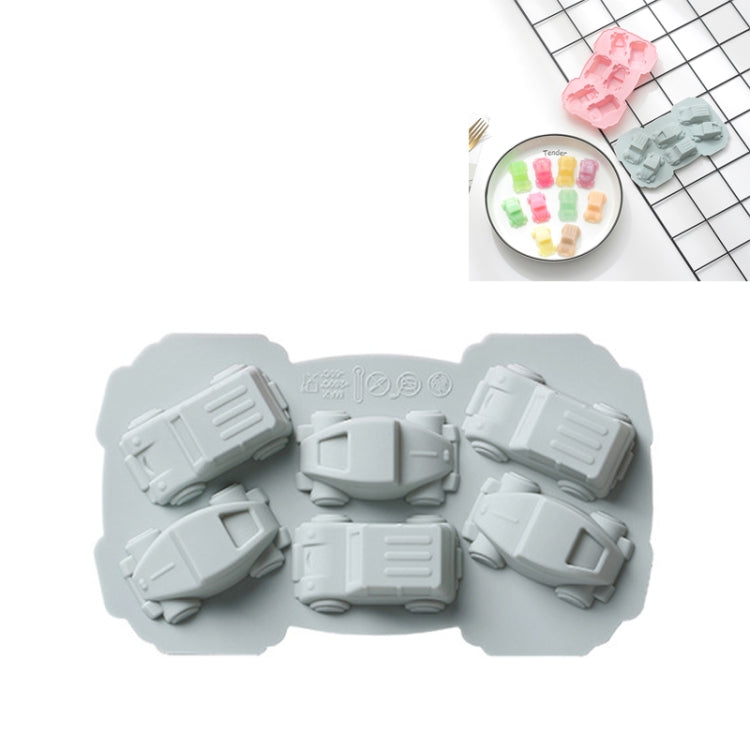 6x kreative Kuchen-Schokoladenform 3D-Auto-Cartoon-Haushaltssilikon-Backeisform, 3D-Autoform (Blau), 3D-Autoform (Pink)