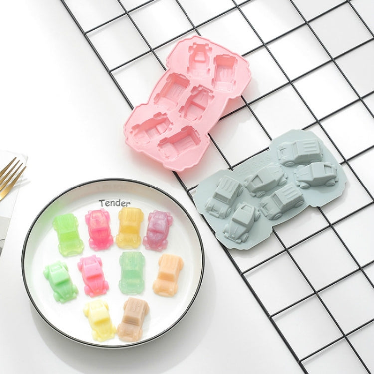 6x kreative Kuchen-Schokoladenform 3D-Auto-Cartoon-Haushaltssilikon-Backeisform, 3D-Autoform (Blau), 3D-Autoform (Pink)