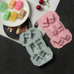 6x kreative Kuchen-Schokoladenform 3D-Auto-Cartoon-Haushaltssilikon-Backeisform, 3D-Autoform (Blau), 3D-Autoform (Pink)
