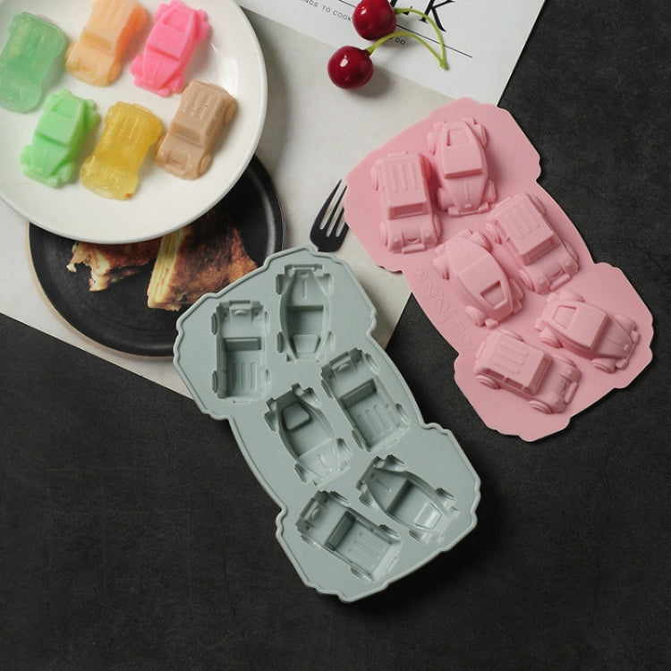6x kreative Kuchen-Schokoladenform 3D-Auto-Cartoon-Haushaltssilikon-Backeisform, 3D-Autoform (Blau), 3D-Autoform (Pink)