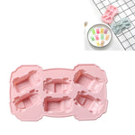 6x kreative Kuchen-Schokoladenform 3D-Auto-Cartoon-Haushaltssilikon-Backeisform, 3D-Autoform (Blau), 3D-Autoform (Pink)