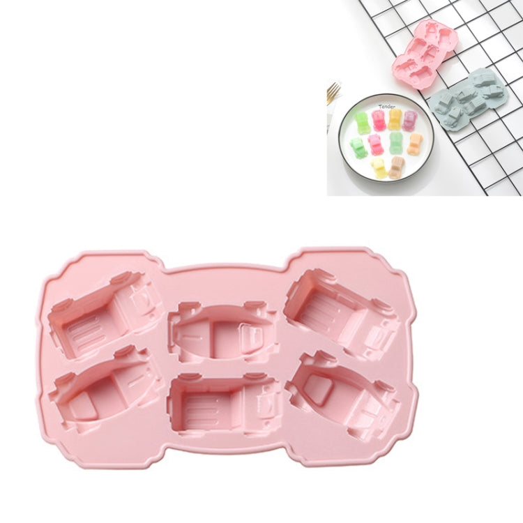 6x kreative Kuchen-Schokoladenform 3D-Auto-Cartoon-Haushaltssilikon-Backeisform, 3D-Autoform (Blau), 3D-Autoform (Pink)