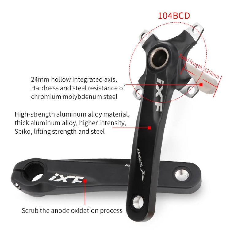 JIANKUN IXF Mountainbike Hohlkurbel modifizierte Einzelplatte linke und rechte Kurbeln Kurbelwelle Tretlagerachse, linke und rechte Kurbel, linke und rechte Kurbel + Tretlager