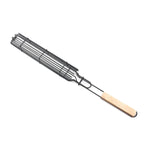 2 STÜCK Hot Dog Grillkäfig Wurst Grillzange Grillclip Netz Holzgriff Grillnetz, Holzfarbe, Rot