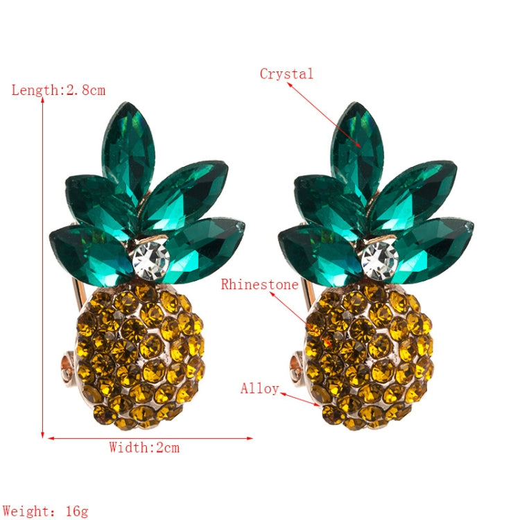 1 Paar Legierung Einlagen Bunt Strass Ananas Ohrringe, Weiß, Grün, Farbe