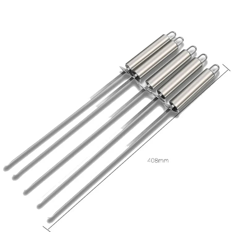 5 Stück Grillspieß mit Griff BBQ Edelstahl Grillspieß Grillpin mit hitzebeständigem Griff