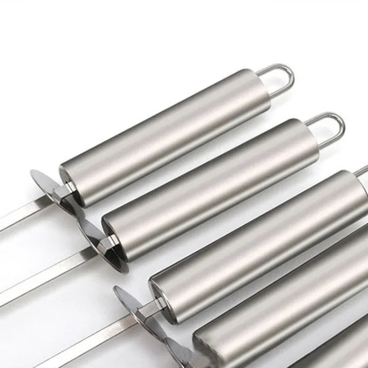 5 Stück Grillspieß mit Griff BBQ Edelstahl Grillspieß Grillpin mit hitzebeständigem Griff