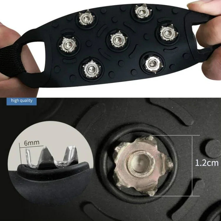 DM-1601 1 Paar Outdoor Bergsteiger Schnee-Eis-Oberflächen-7-Zahn-Steigeisen Zinklegierungsspitzen Silikon-Antirutsch-Schuhüberzüge, DM-1601 Schuhüberzug