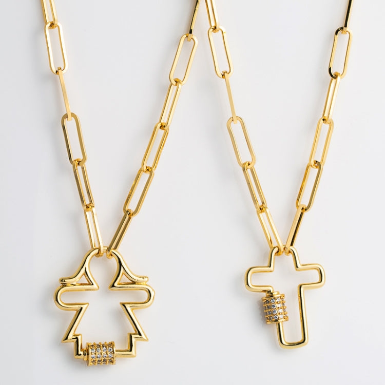 Messing Mikro-eingelegte Zirkon Zarte Schlüsselbeinkette Kreuz Anhänger Halskette, Kreuz, Mädchen