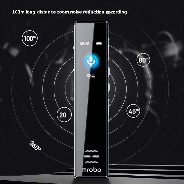 MROBO A10 Professioneller Diktiergerät HD Rauschunterdrückung Studenten MP3 Player mit Farbbildschirm, 8GB, 16 GB