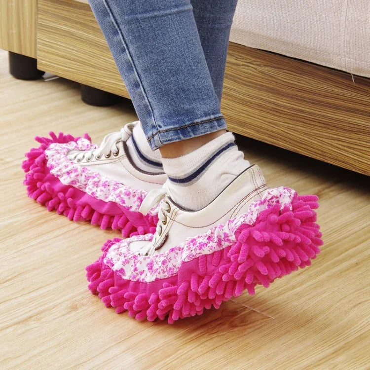 2 Stück Chenille-Schuhüberzüge zum Bodenwischen, abnehmbar und waschbar, Farbe zufällig