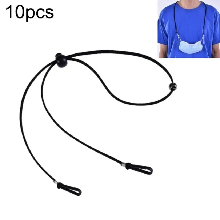 10 Stück Masken-Anti-Verlust-einstellbares Lanyard und Ohrhaken, Kaschmir, Weiß, Schwarz, Gelb, Grün, Blau, Rosa, Rot, Grau