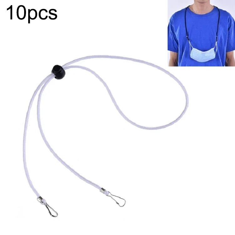 10 Stück Masken-Anti-Verlust-einstellbares Lanyard und Ohrhaken, Kaschmir, Weiß, Schwarz, Gelb, Grün, Blau, Rosa, Rot, Grau