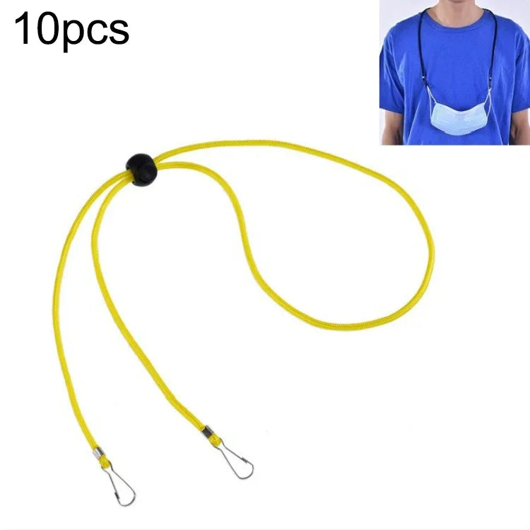 10 Stück Masken-Anti-Verlust-einstellbares Lanyard und Ohrhaken, Kaschmir, Weiß, Schwarz, Gelb, Grün, Blau, Rosa, Rot, Grau