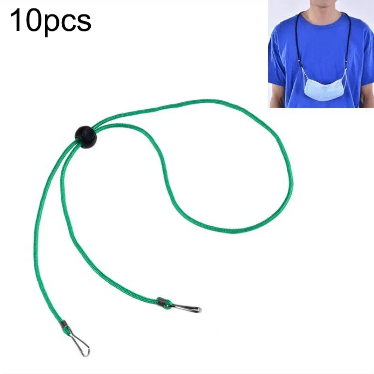 10 Stück Masken-Anti-Verlust-einstellbares Lanyard und Ohrhaken, Kaschmir, Weiß, Schwarz, Gelb, Grün, Blau, Rosa, Rot, Grau