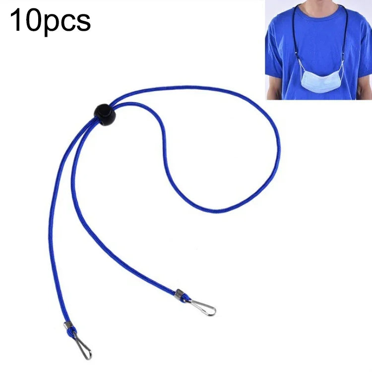 10 Stück Masken-Anti-Verlust-einstellbares Lanyard und Ohrhaken, Kaschmir, Weiß, Schwarz, Gelb, Grün, Blau, Rosa, Rot, Grau