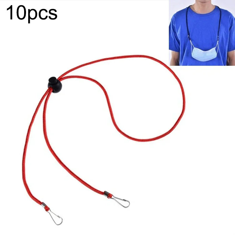 10 Stück Masken-Anti-Verlust-einstellbares Lanyard und Ohrhaken, Kaschmir, Weiß, Schwarz, Gelb, Grün, Blau, Rosa, Rot, Grau