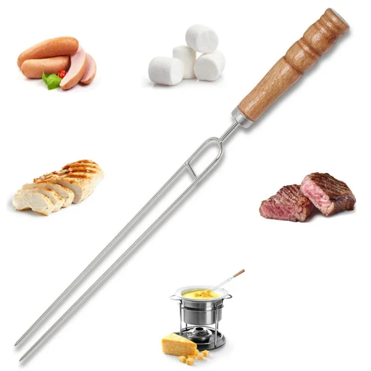 Edelstahl-Grillspieße Grillgabel U-förmige Grillgabel, Spezifikation: 6 Stück + 2 Reiniger, 6 STÜCK, 4 STÜCK